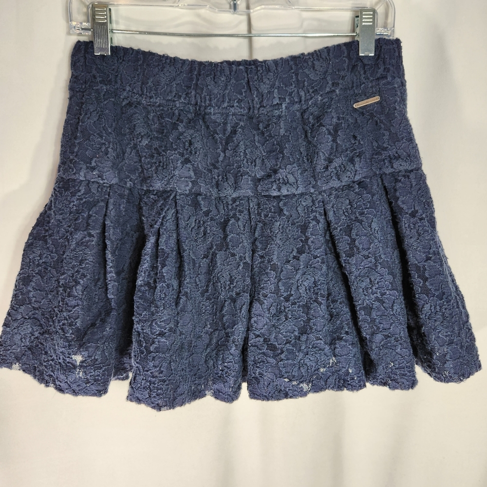 Abercrombie & Fitch Navy w/Lace Overlay Ruffle Bottom Skirt Size Large